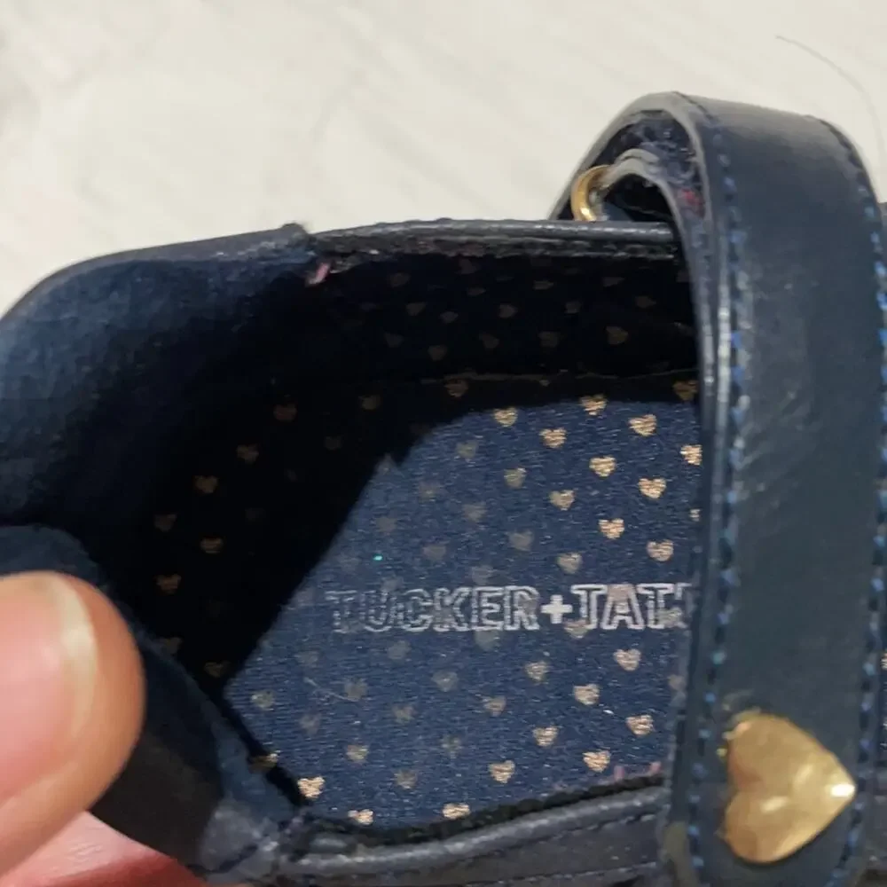 Tucker & Tate navy maryjane 12.5 LOVE in gold on each foot worn a time or two